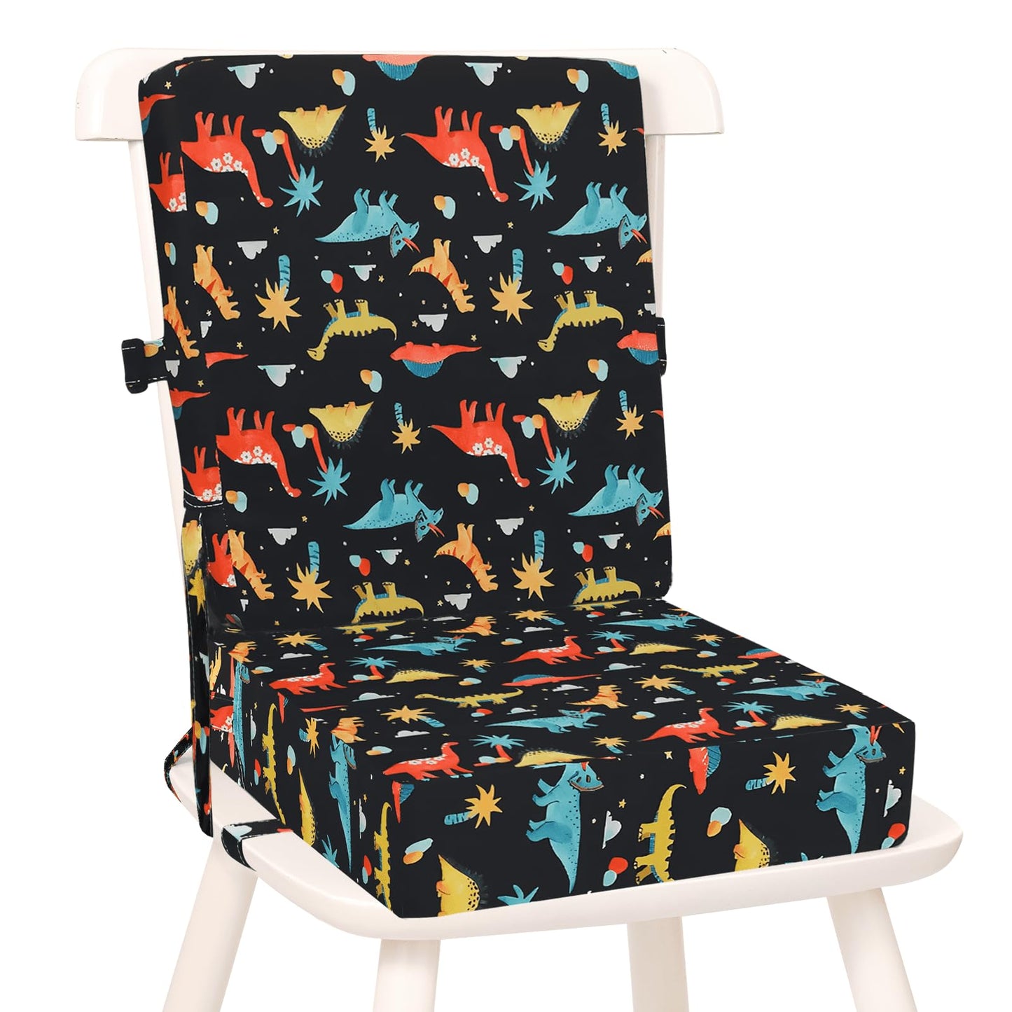 Toddler Booster Seat for Dining Table, Kids Booster Seat for Kitchen Chair with Backrest and Adjustable Straps, Non-Slip Portabl