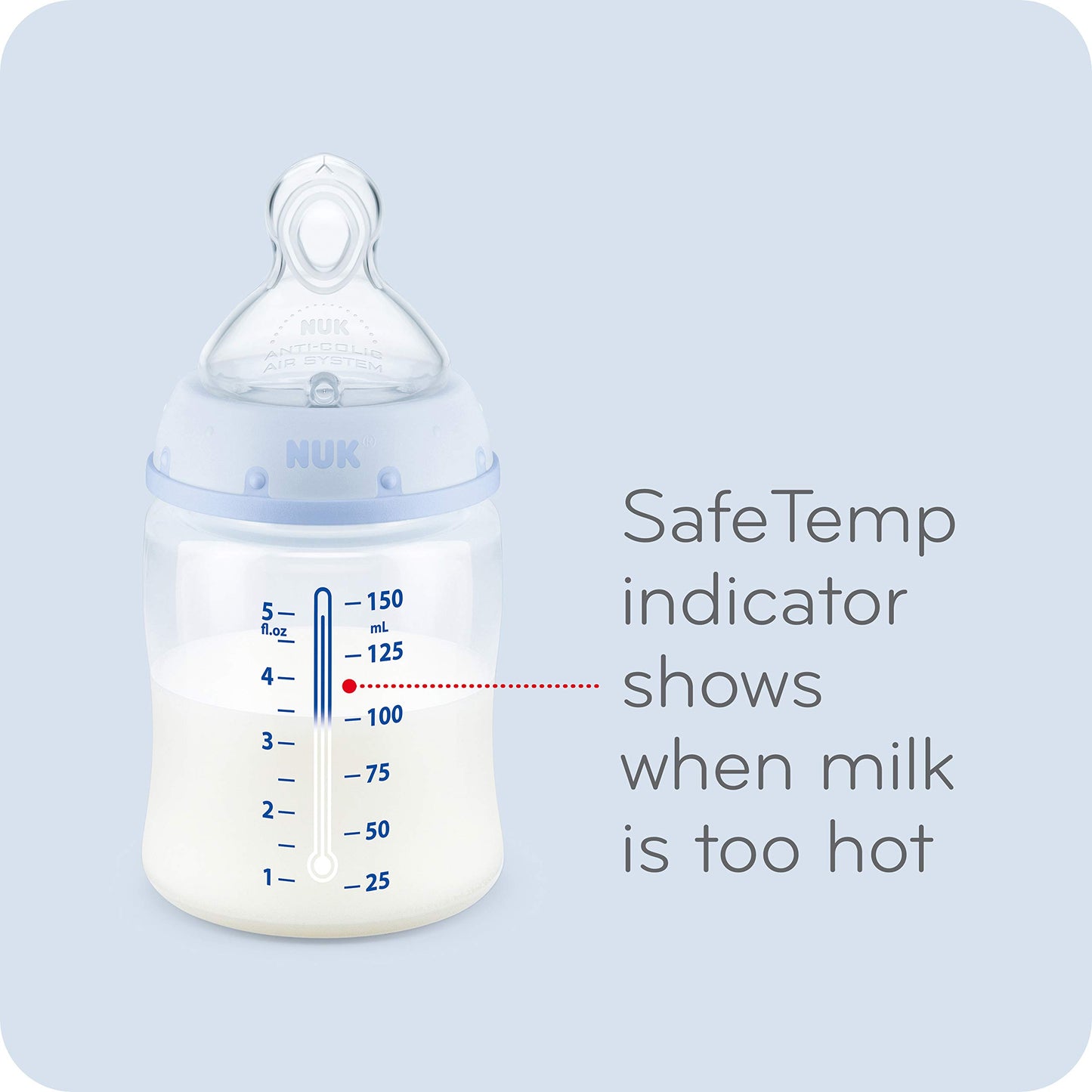 NUK Smooth Flow Anti-Colic Bottle,Blue Elephant 5 Oz, 3 Pack