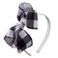 7Rainbows 5.5' Buffalo Plaid Bow Headband Checkered Bow Headbands For Girls Perfect Hair Accessories For Party And Cosplay(Whit
