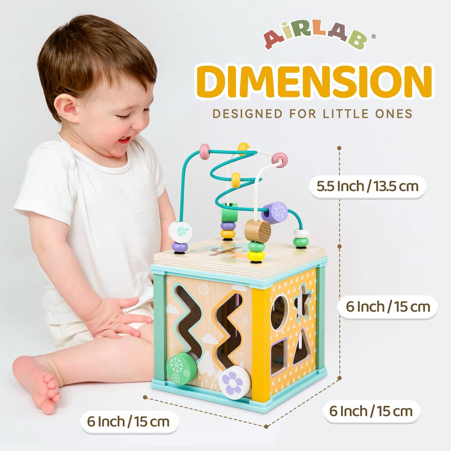 Wooden Activity Cube Montessori Toys for 1 2 3 Year Old Baby Toys 12 Months Toddlers 1-3 Birthday Gift Boys Girls Sensory Intera