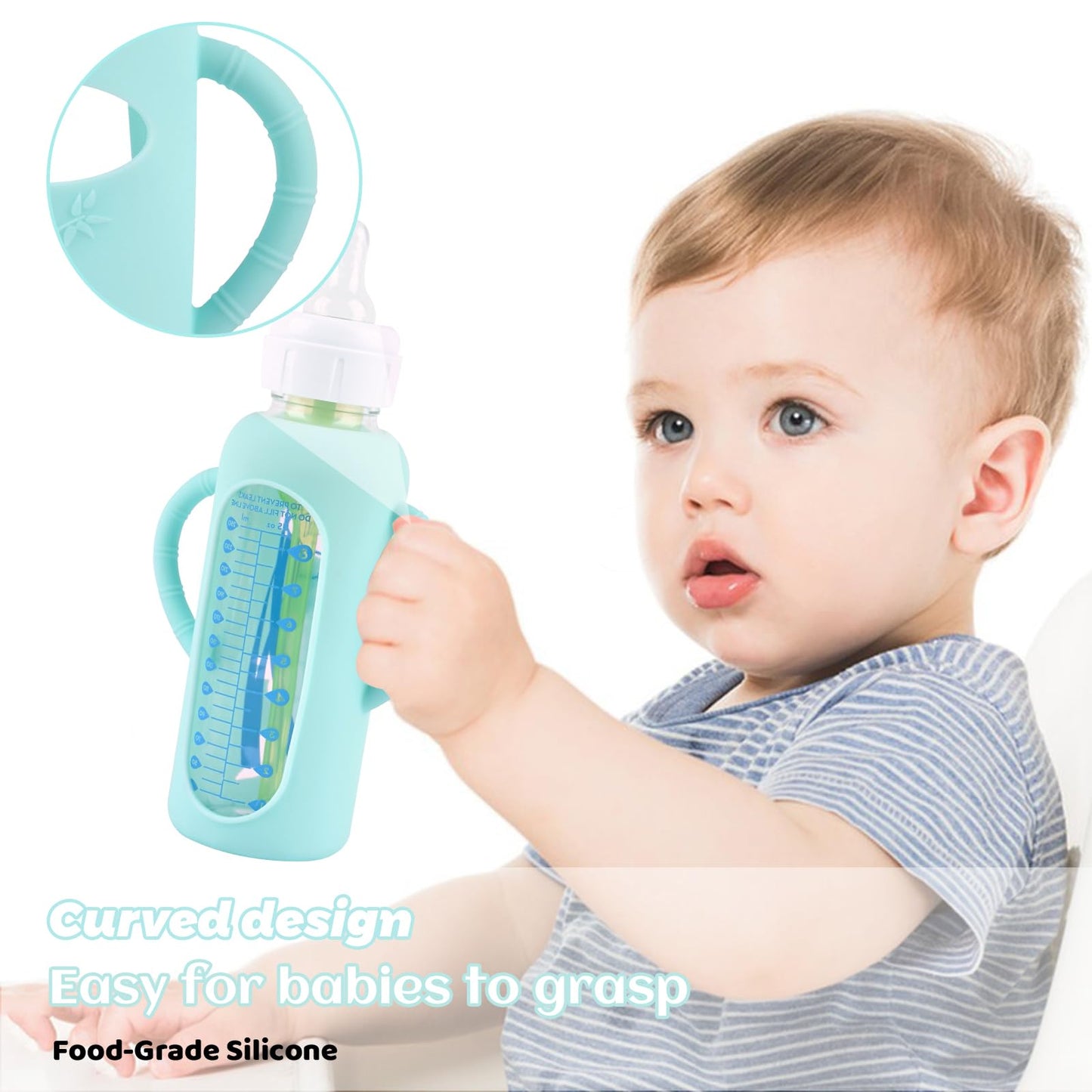 3 Pack Silicone Sleeves With Handle For Dr Brown'S Glass Baby Bottles, Anti Breakage Baby Bottle Holder, Compatible With Dr. Bro