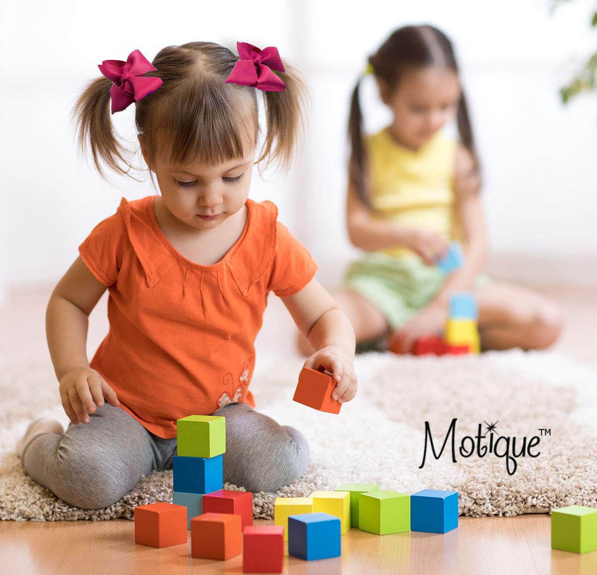 3 Inch Grosgrain Bow For Little Girls- Set Of 2 (Neon Pink)