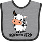 Inktastic New To The Herd Cute Cow Baby Bib Heather And Black 34598