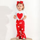 Ninobebe Toddler Girl Valentines Day Outfit Love Heart T-Shirt Bell Bottom Pants Headband 3Pcs Summer Clothes Set 5-6T