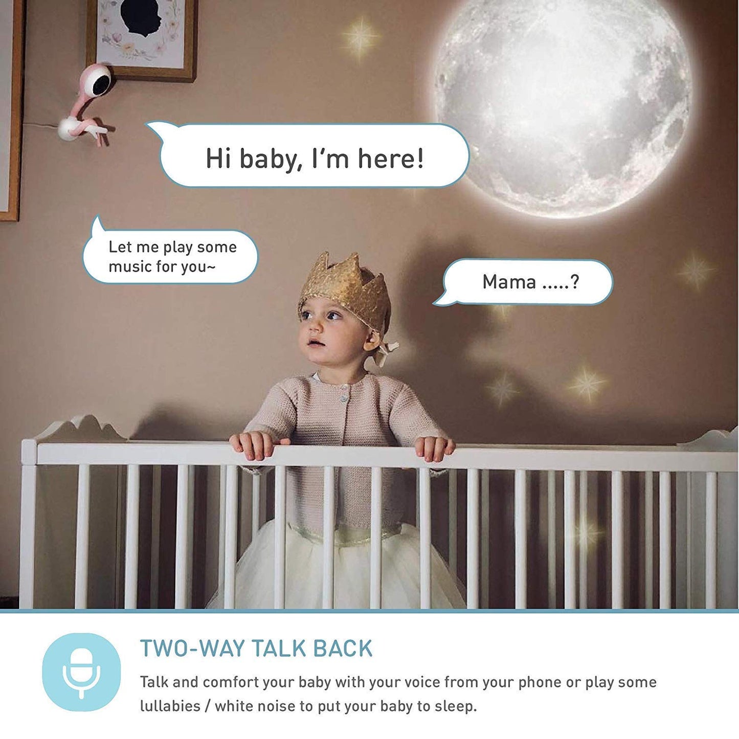 Lollipop Baby Camera With True Crying Detection, Smart Baby Monitor With Camera And Audio With Two Way Talk Back. An Ideal Gift