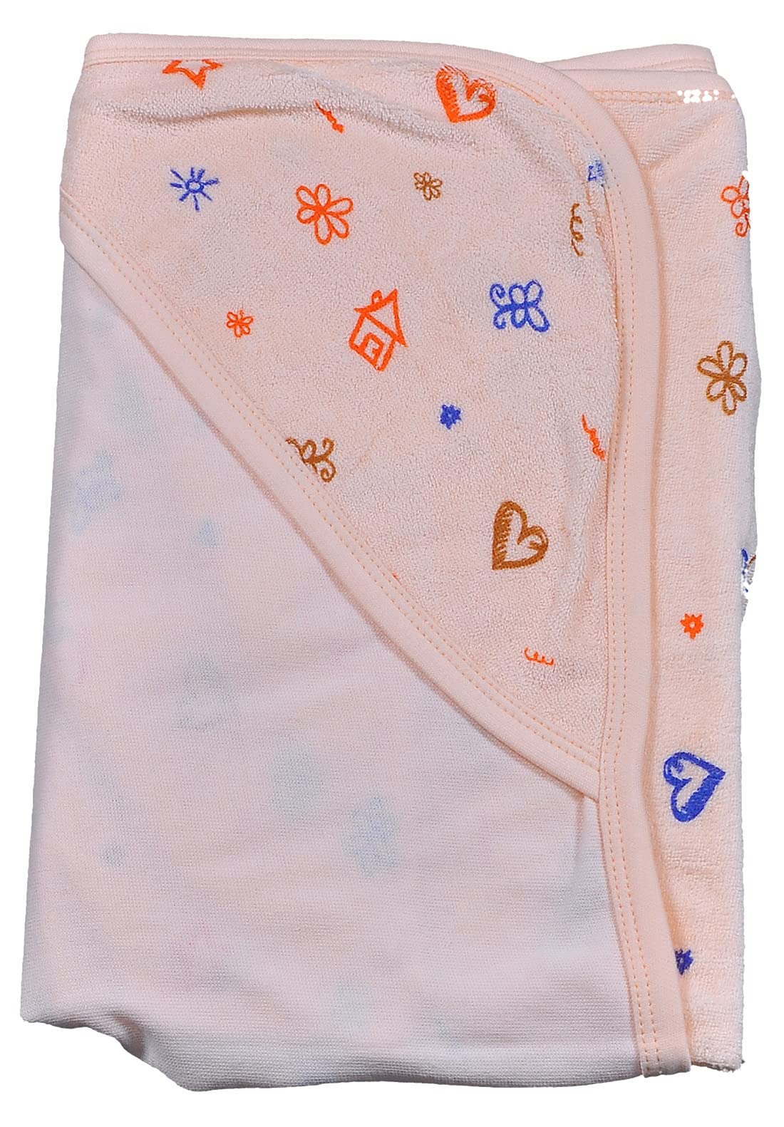 HAFEELA 100% Soft Cotton New Born Baby Hooded Terry Towels  Pack of 1 (Orange)