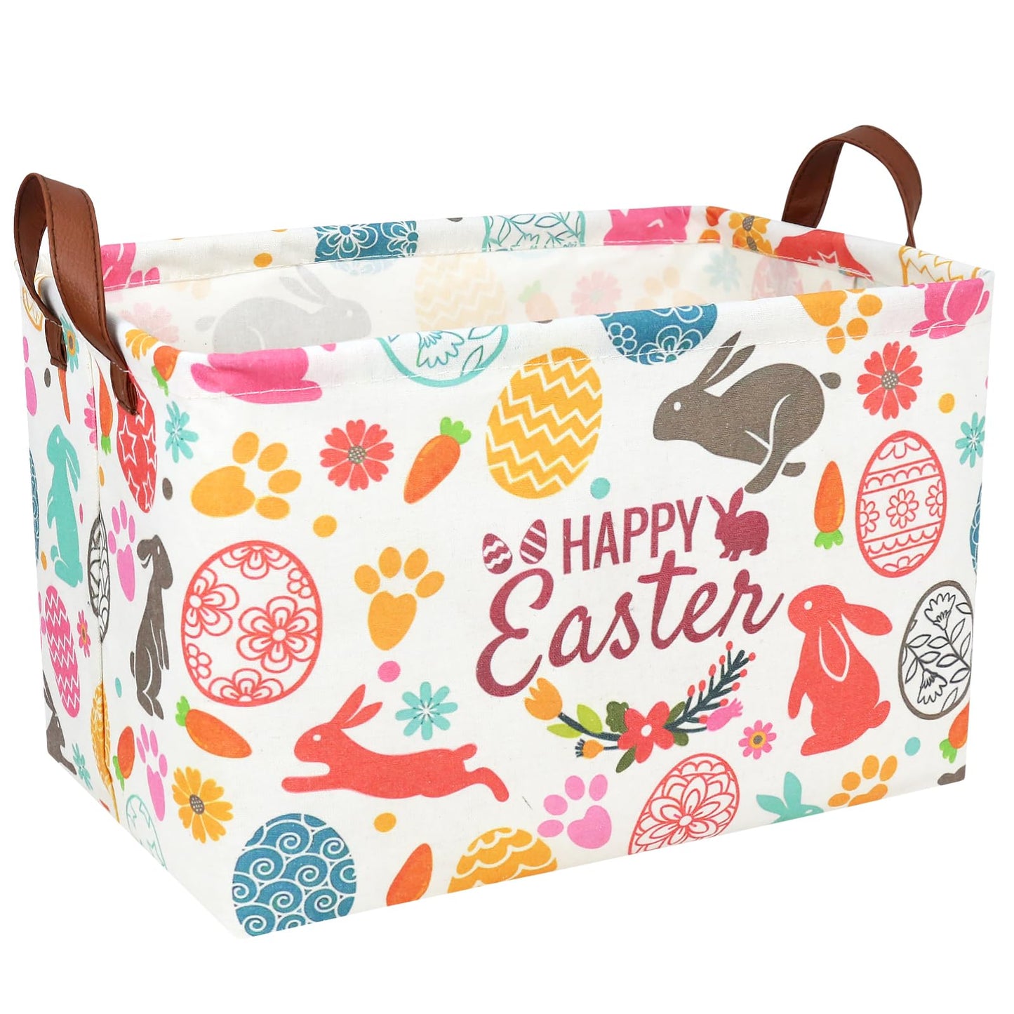 ASKETAM Easter Basket for Kid Large Empty Rectangular Cute Easter Gift Storage Basket Bunny Eggs D?or (Rabbit Bohemia)