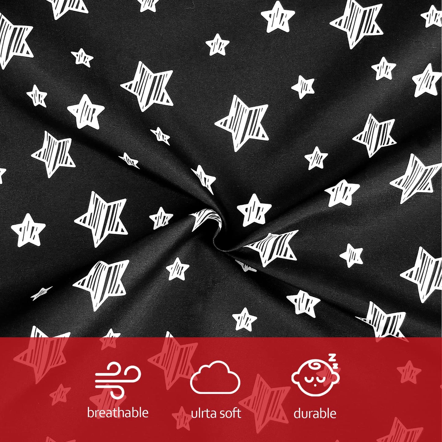 Nursing Pillow Cover Black With Star Print For Baby Boys, Snug Fits Boppy Nursing Pillows, Soft Breastfeeding Nursing Pillow Sli