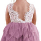 2Bunnies Girl Peony Lace Back A-Line Tiered Tutu Tulle Flower Girl Dress (Mauve Sleeveless Short, 6)