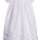Long White Embroidered Organza Christening Baptism Gown With Bonnet - M (6-9 Month)
