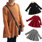 Simplee Kids Little Girls' Long Sleeve Girl Dresses And Rompers Ribbed Knit Sweater Dress Brown For 2T