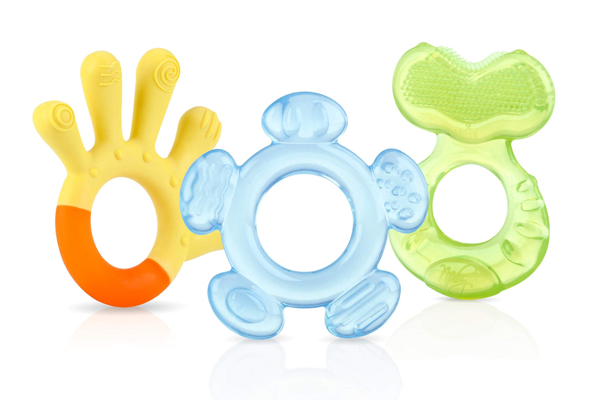 Nuby Three Step Teether Set | 3 Pack | 3m+ | Soft and Hard Teething Surfaces