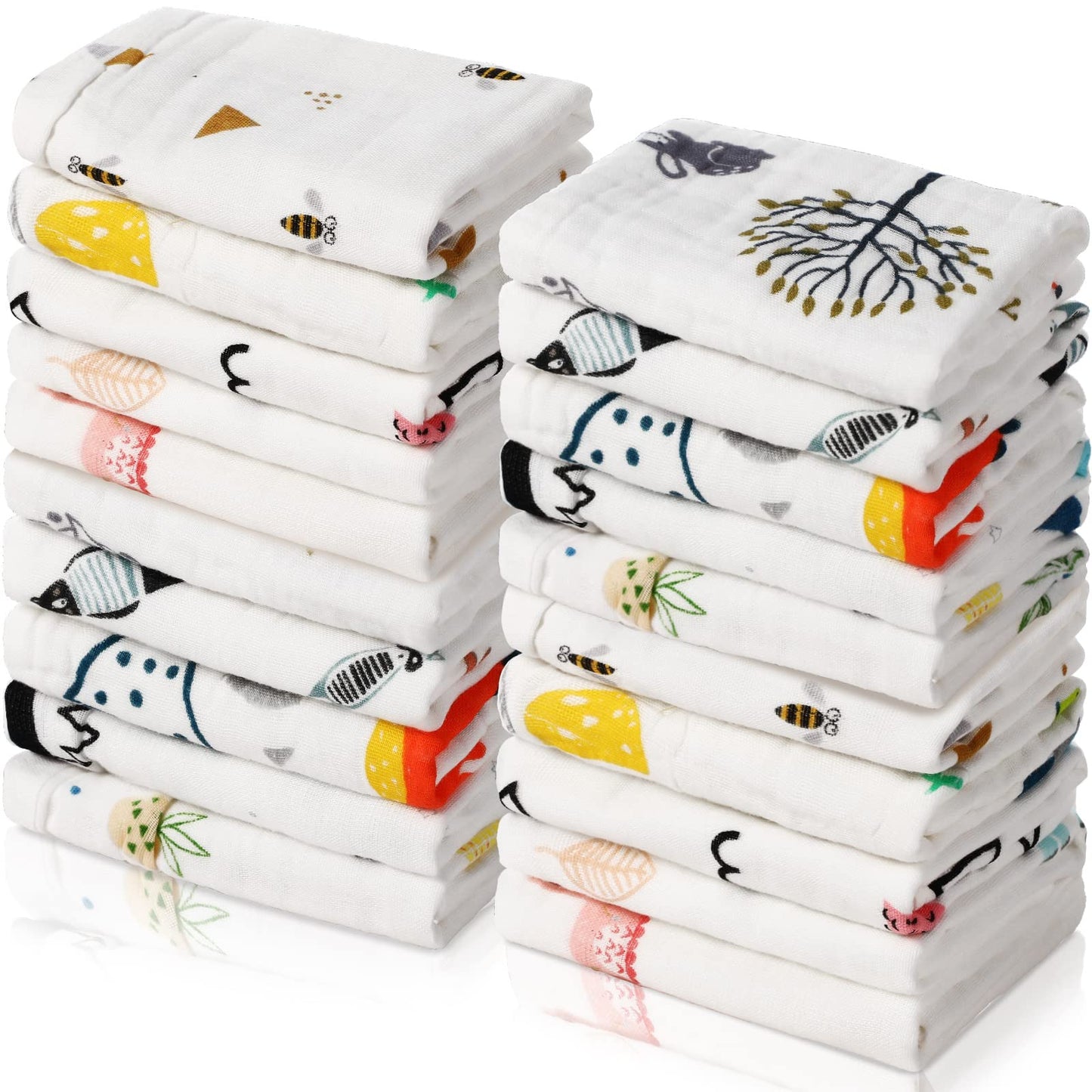 Chumia 20 Pack Baby Muslin Burp Cloths Baby Wash Cloths With Sensitive Skin 6 Layer Cotton Face Towels Baby Bath Towel Absorbent