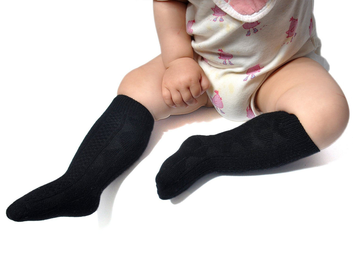 Epeius Little Girls 3 Pair Pack Seamless Cable Knit Knee High Socks Kids Boys/Girls Uniform Stockings For 4-6 Years,Black