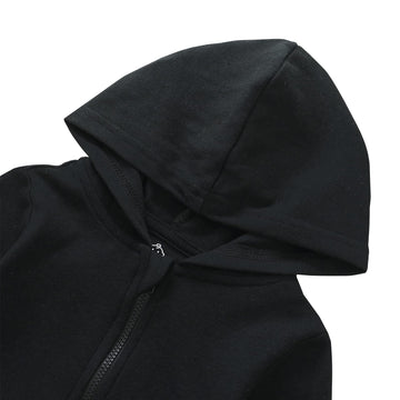 Romperinbox Unisex Solid Baby Sweatshirts Hoodies, Lightweight Full Zip-Up Jackets Coat 0-24 Months (Black, 0-3 Months)
