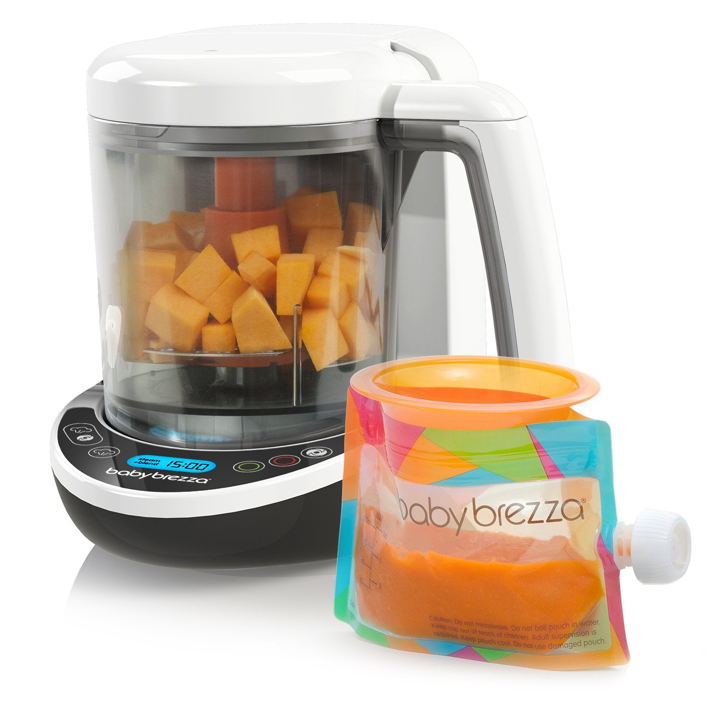 Baby Brezza Small Baby Food Maker Set - Cooker And Blender In One To Steam And Puree Baby Food For Pouches - Make Organic Food F