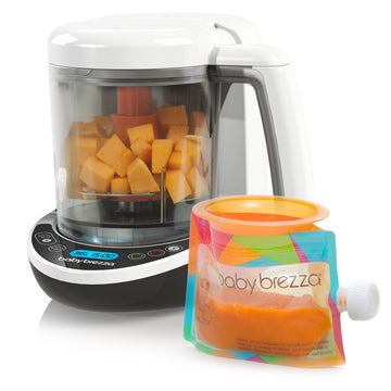 Baby Brezza Small Baby Food Maker Set - Cooker And Blender In One To Steam And Puree Baby Food For Pouches - Make Organic Food F