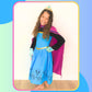 Cokos Box Girls Coronation Dress Costume Cape Gloves Tiara Crown Accessories Kids Set, 4 Years, Blue-Purple