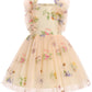 Ibtom Castle Flower Girl Dress Toddler Baby Girls Birthday Party Floral Embroidered Tulle Dress Wedding Pageant Dress Easter Boh