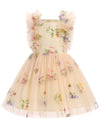 Ibtom Castle Flower Girl Dress Toddler Baby Girls Birthday Party Floral Embroidered Tulle Dress Wedding Pageant Dress Easter Boh