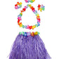 Girl'S Elastic Hawaiian Hula Dancer Grass Skirt With Flower Costume Set -Purple Birthday Tropical Party Decorations 40Cm