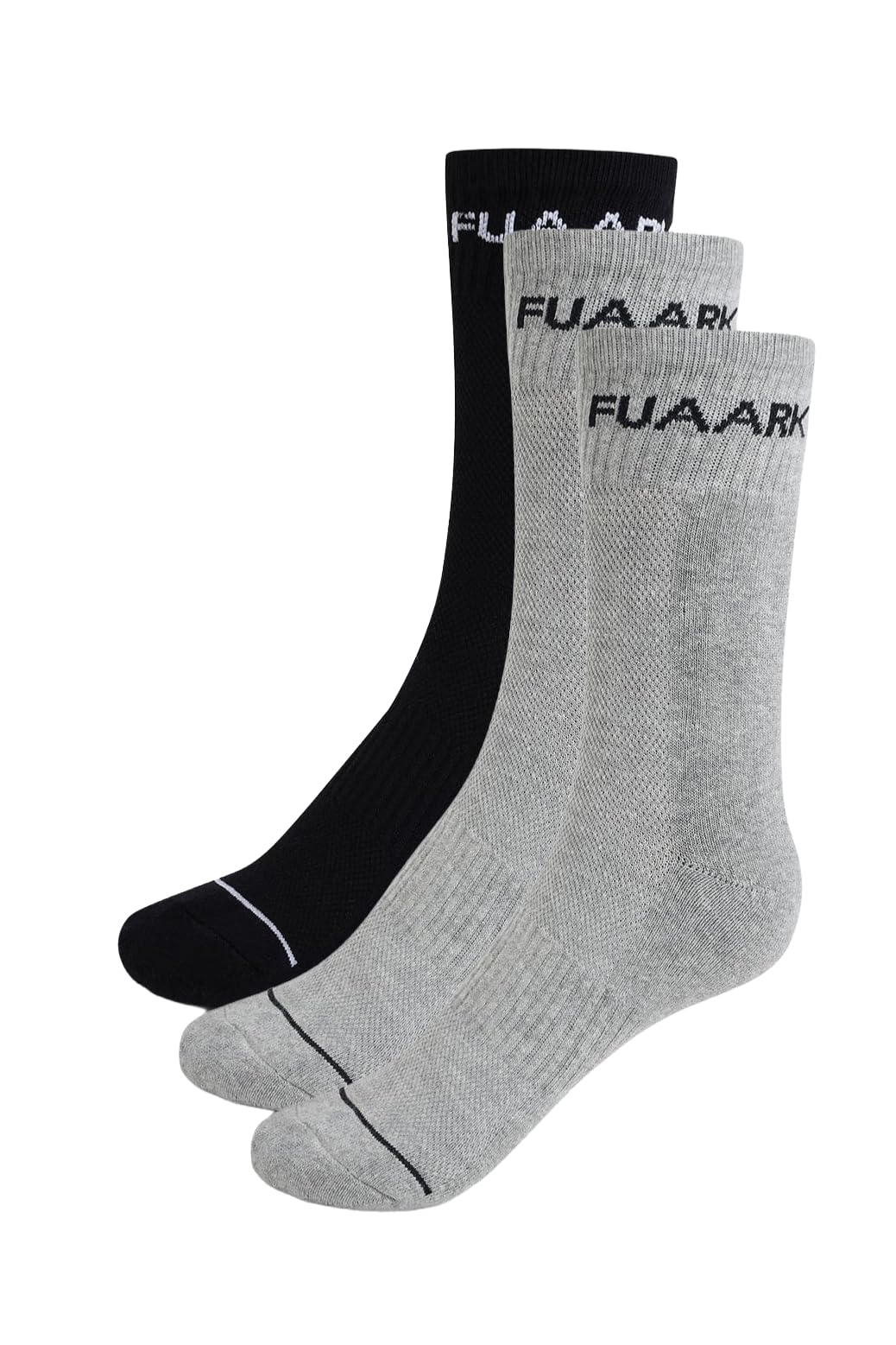 Fuaark Legacy Crew Men Socks Breathable Cotton (Gry3 Pack Of 3)