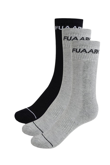 Fuaark Legacy Crew Men Socks Breathable Cotton (Gry3 Pack Of 3)