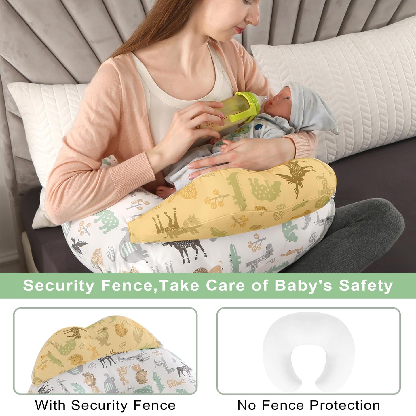 Battop Nursing Pillow For Breastfeeding,Bottle Feeding,Plus Size Breastfeeding Pillows With Adjustable Waist Strap Removable Cov