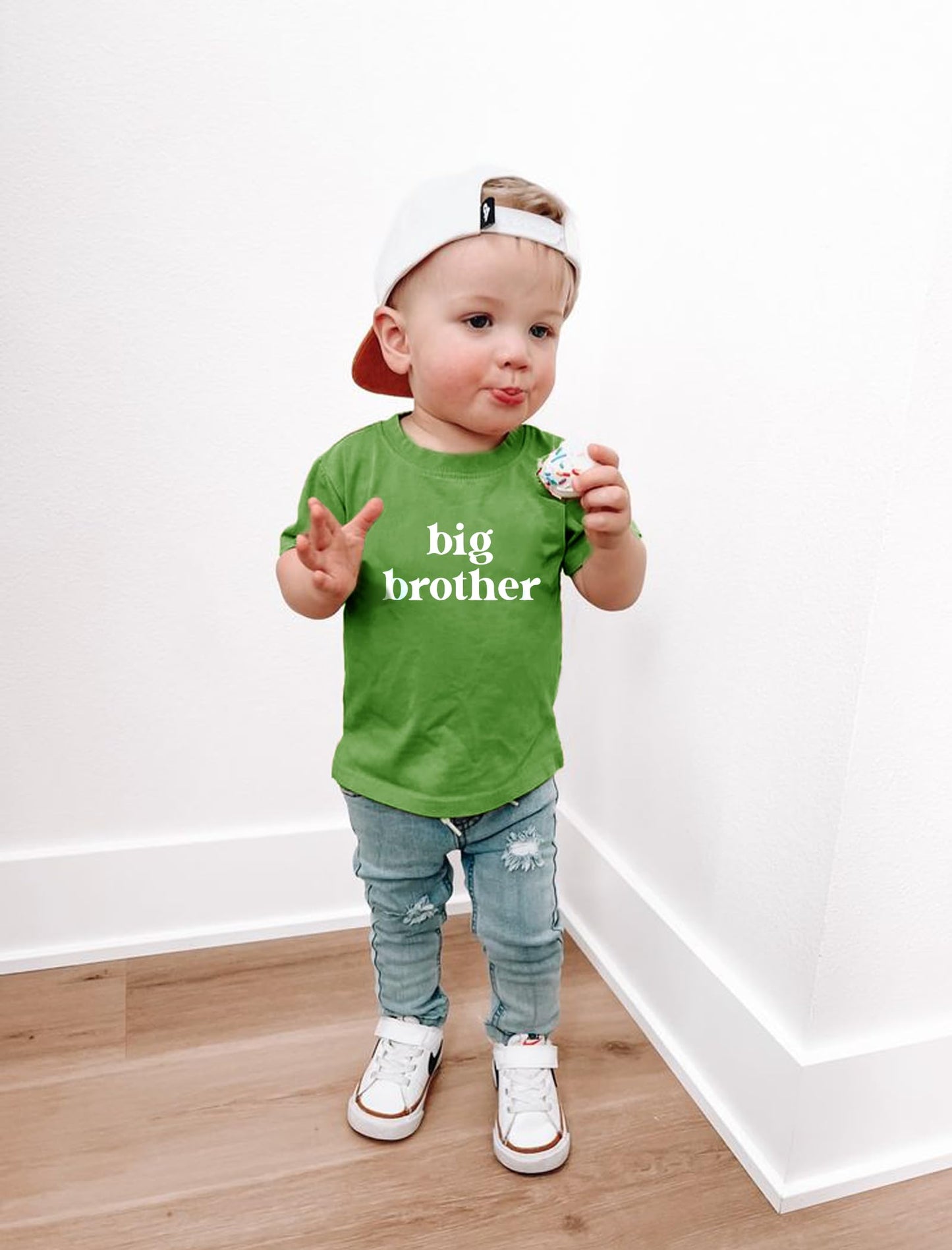 Sanixjoo Toddler Big Brother Shirt Kids Big Bro T Shirt Baby Boy Promoted To Big Brother Announcement Short Sleeve Tee(Green,18-