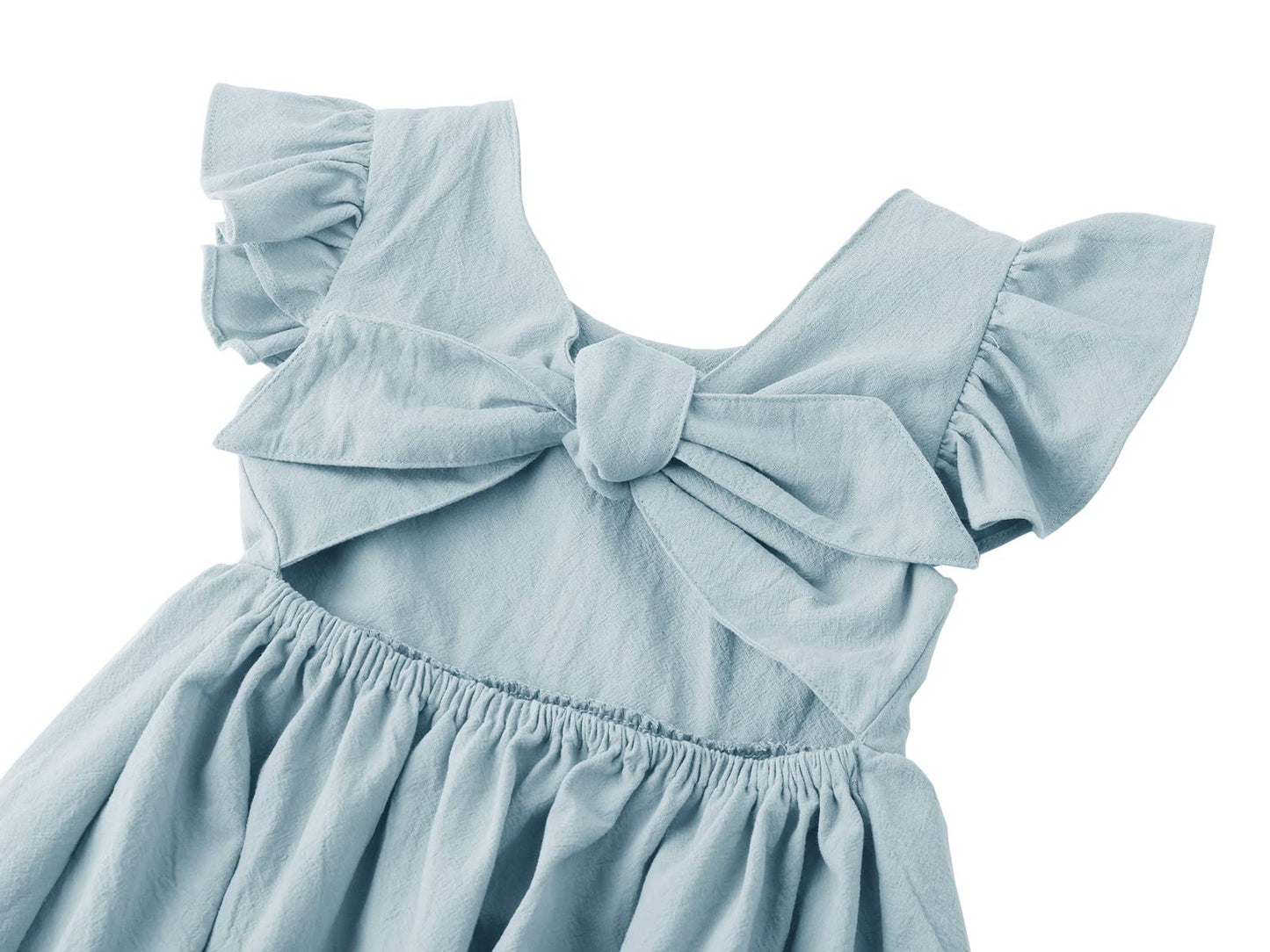 Dutebare Toddler Baby Girls Dress Cotton Linen Ruffle Sleeveless Halter Kids Casual Beach Dresses Light Blue 110