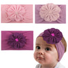 Syga Pack Of 3 Baby Headband Nylon Flower Soft Stretchable Hairband For Newborn Infant Toddler Kids For 03 Year (Pink, Taro Pur