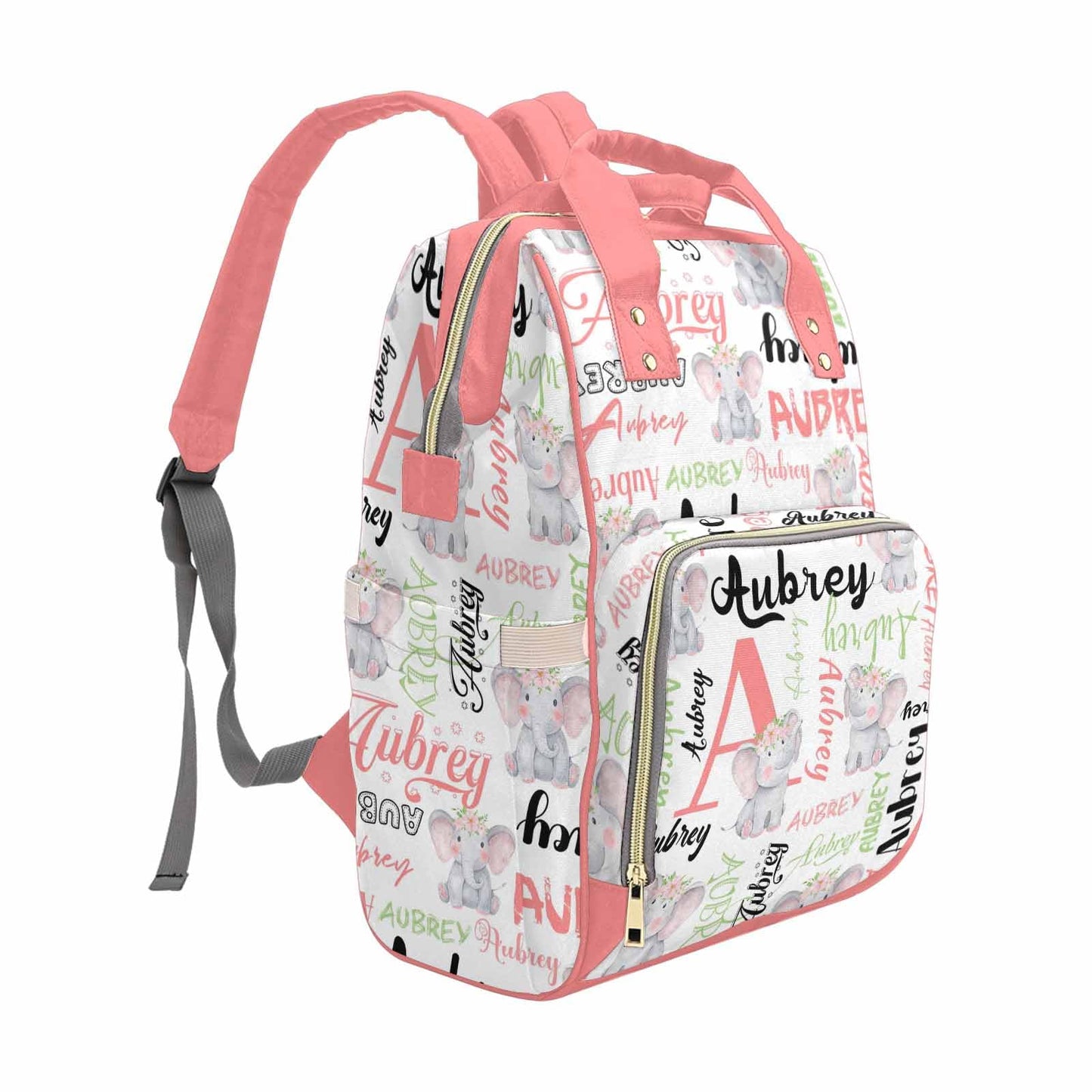 M Yescustom Custom Diaper Bag Backpack For Girls Large Capacity With Pockets Pink Animal Personalized Baby Diaper Bags For Mom W