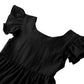 Dutebare Toddler Girls Dress Cotton Linen Ruffle Halter Sleeveless Kids Casual Summer Beach Party Dresses Black 110