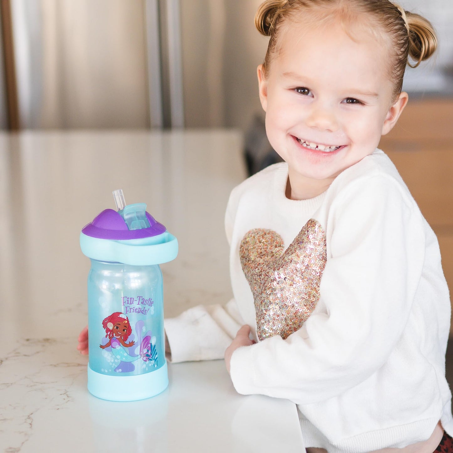 The First Years Disney Ariel Toddler Water Bottle - Spill Proof Disney Princess Water Bottles With Protective Dropguard - Disney