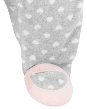 Simple Joys By Carter'S Baby Girls' Fleece Footed Sleep And Play, Pack Of 2, Grey Hearts/Lavender Floral, Preemie