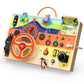 Busy Board Montessori Toys for Toddlers 1-3 with Steering Wheel, Lights & Switches, Wooden Driving Activity Board | Sensory Mont