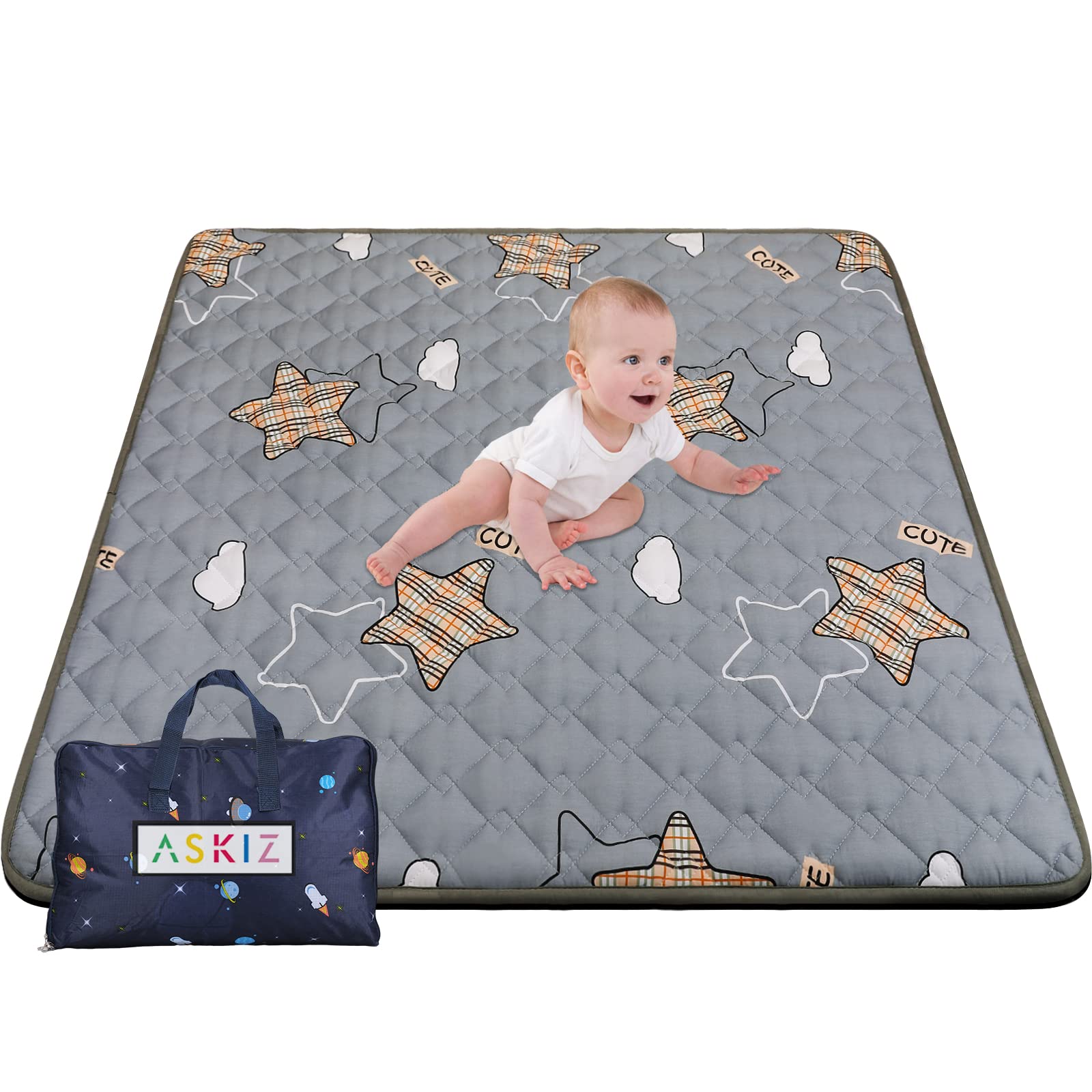 Playpen Mat For Baby To Playing, Thick 50X50 Inch Baby Crawling Mat On Floor Non-Slip Play Mat With Ultra Soft Padded, Versatile