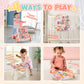 TOY Life 3 in 1 Baby Push Walker and Activity Center for Girl, Sit to Stand Walker for Babies 6-12 Months, Walking Toys with Mus