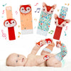 PADONISE Lovely Animal Wrist Rattles & Sock Toy for Baby Infant 0-6 6-12 Month Old Newborn Soft Toy Hand and Foot Finder Girl Bo