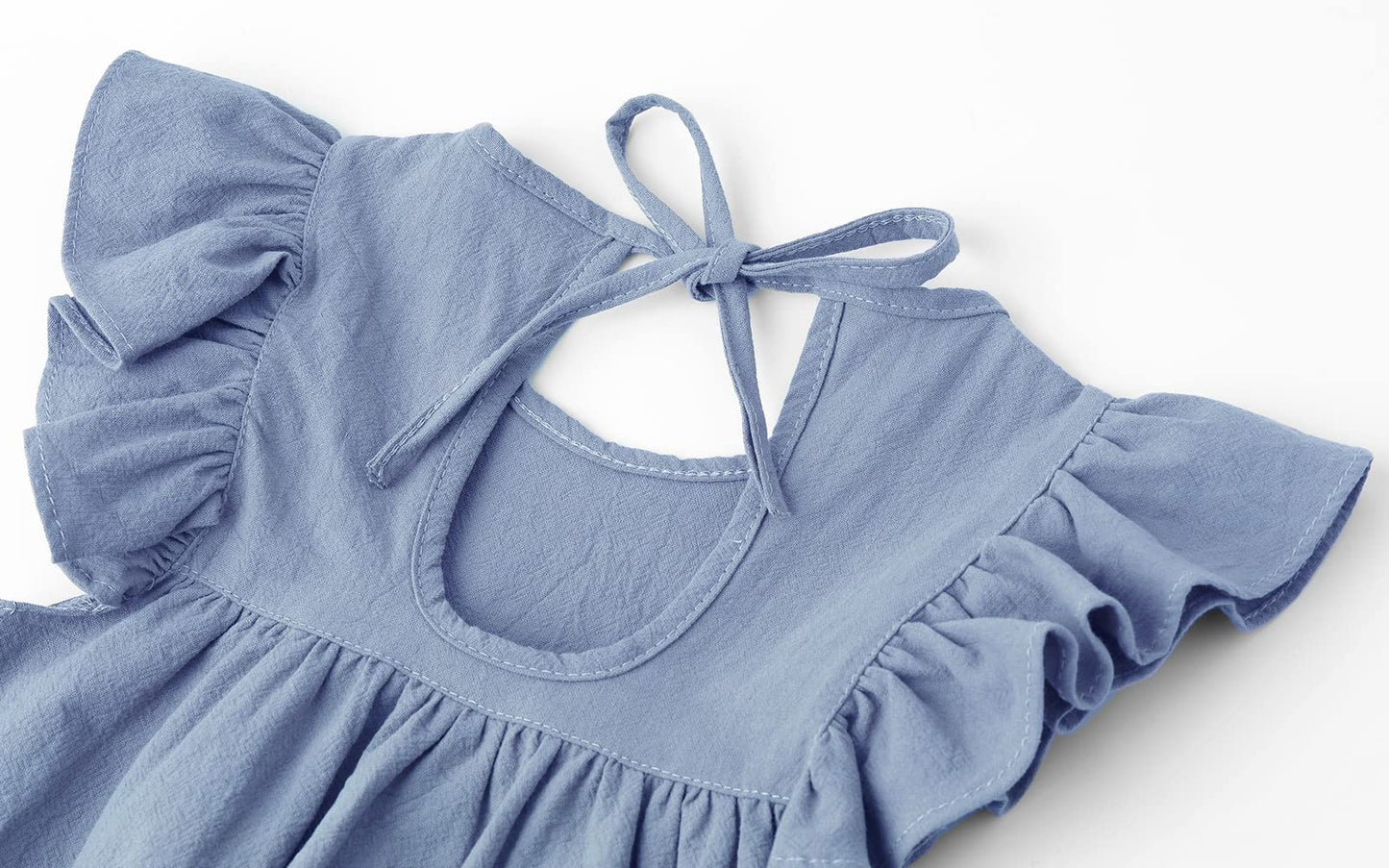 Lyxiof Toddler Baby Girl Cotton Linen Dress Ruffle Sleeve Halter Sleeveless Kids Casual Dresses Smoky Purple 110Cm