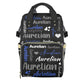 HUTARIO Custom Diaper Bag for Boy Girl Personalized Nylon Mommy Backpack with Name, Waterproof, Multifunctional
