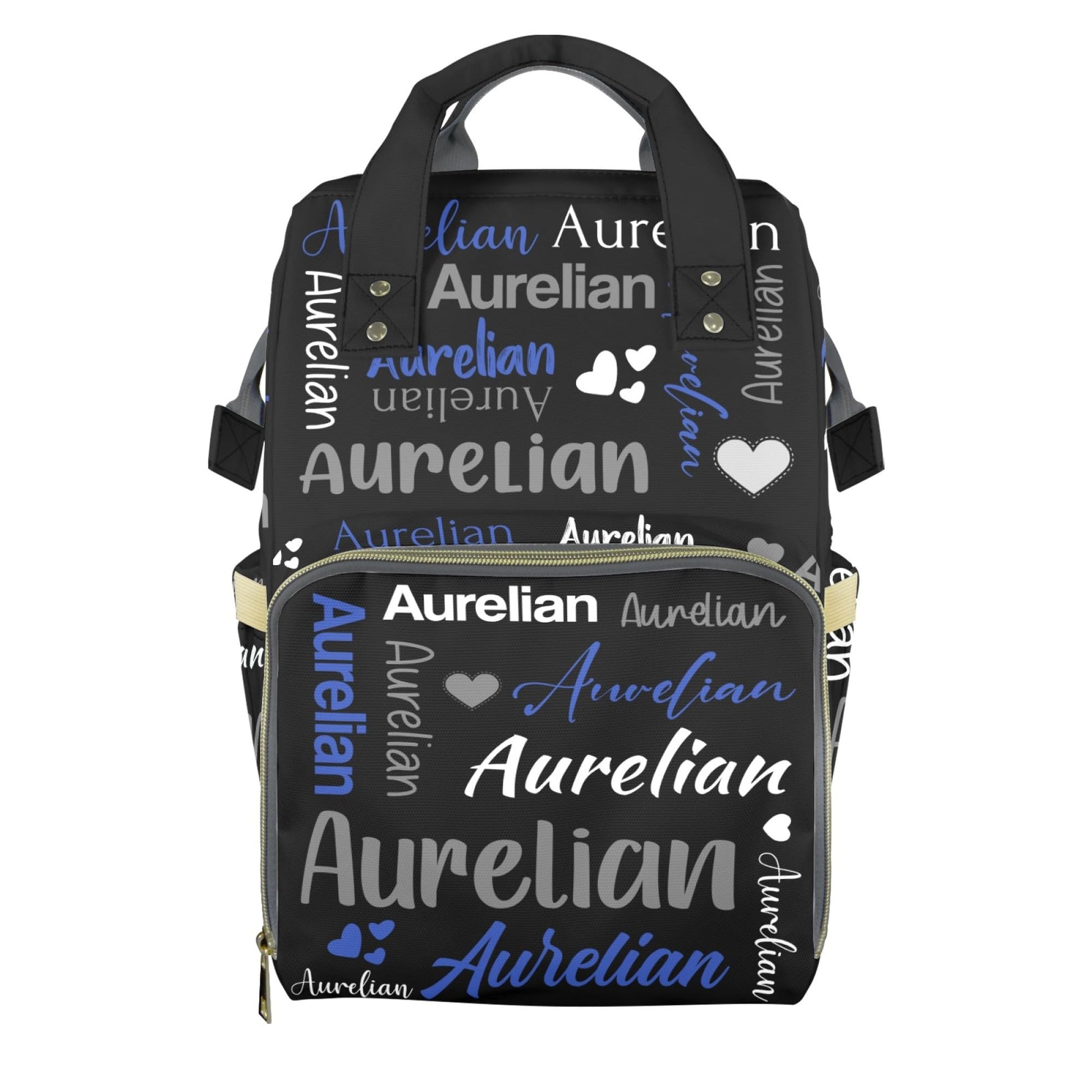 HUTARIO Custom Diaper Bag for Boy Girl Personalized Nylon Mommy Backpack with Name, Waterproof, Multifunctional