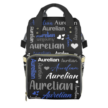 HUTARIO Custom Diaper Bag for Boy Girl Personalized Nylon Mommy Backpack with Name, Waterproof, Multifunctional
