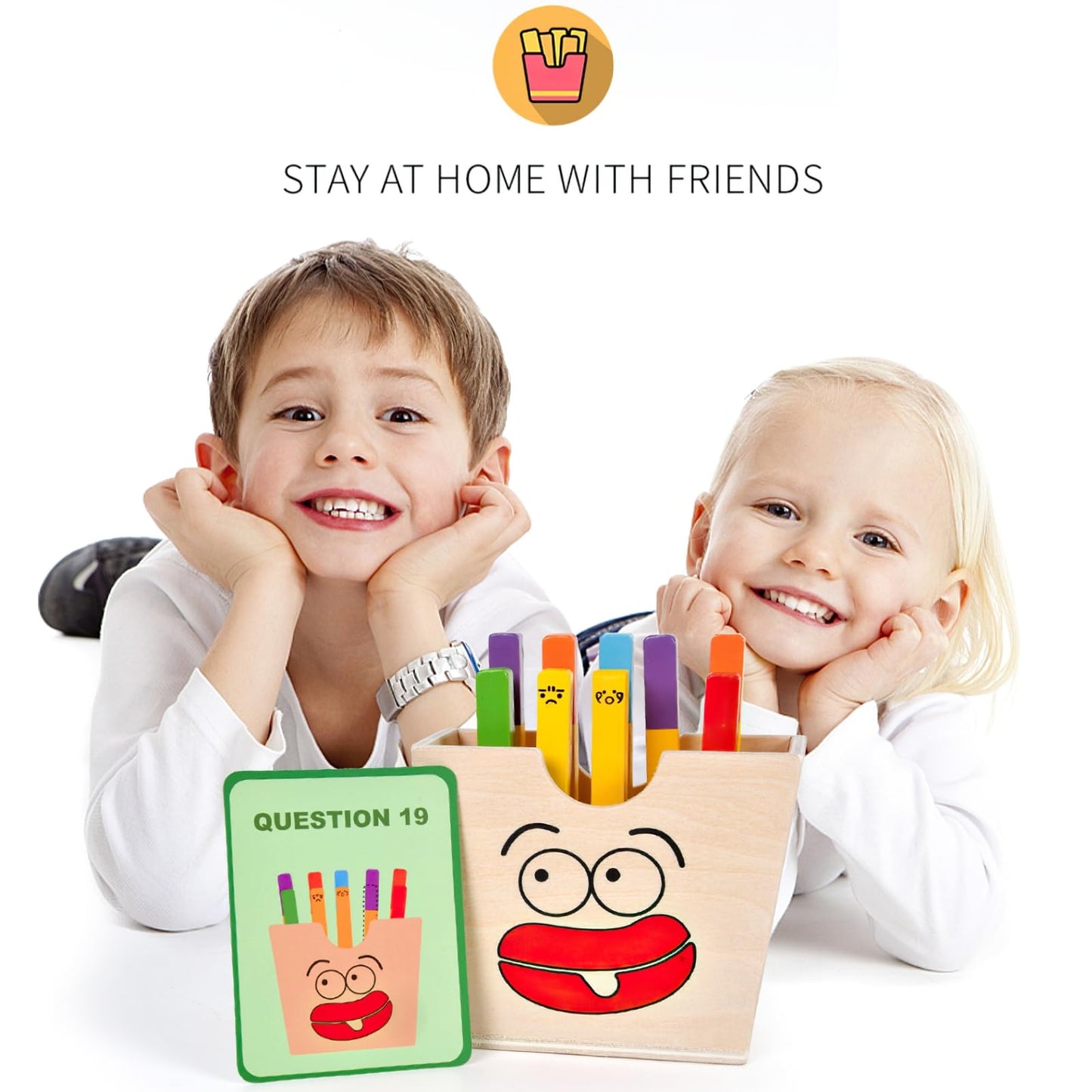 MIKNEKE Wooden French Fries Sorting & Stacking Toys for Toddlers, Montessori Toys for 3 Year Old, Preschool Educational Toys to