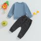 Liomengzi Infant Baby Boy Halloween Pants Outfits Long Sleeve Shirts Pumpkin Sweatshirt Pants Infant Fall Winter Clothes Set (Bl