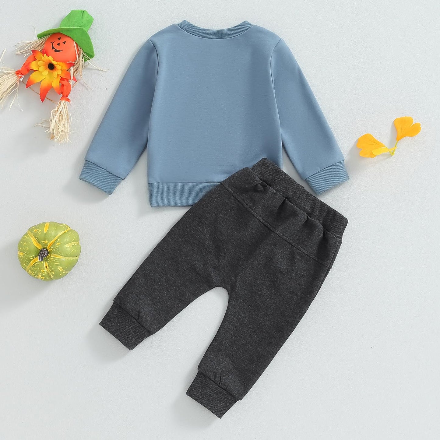 Liomengzi Infant Baby Boy Halloween Pants Outfits Long Sleeve Shirts Pumpkin Sweatshirt Pants Infant Fall Winter Clothes Set (Bl