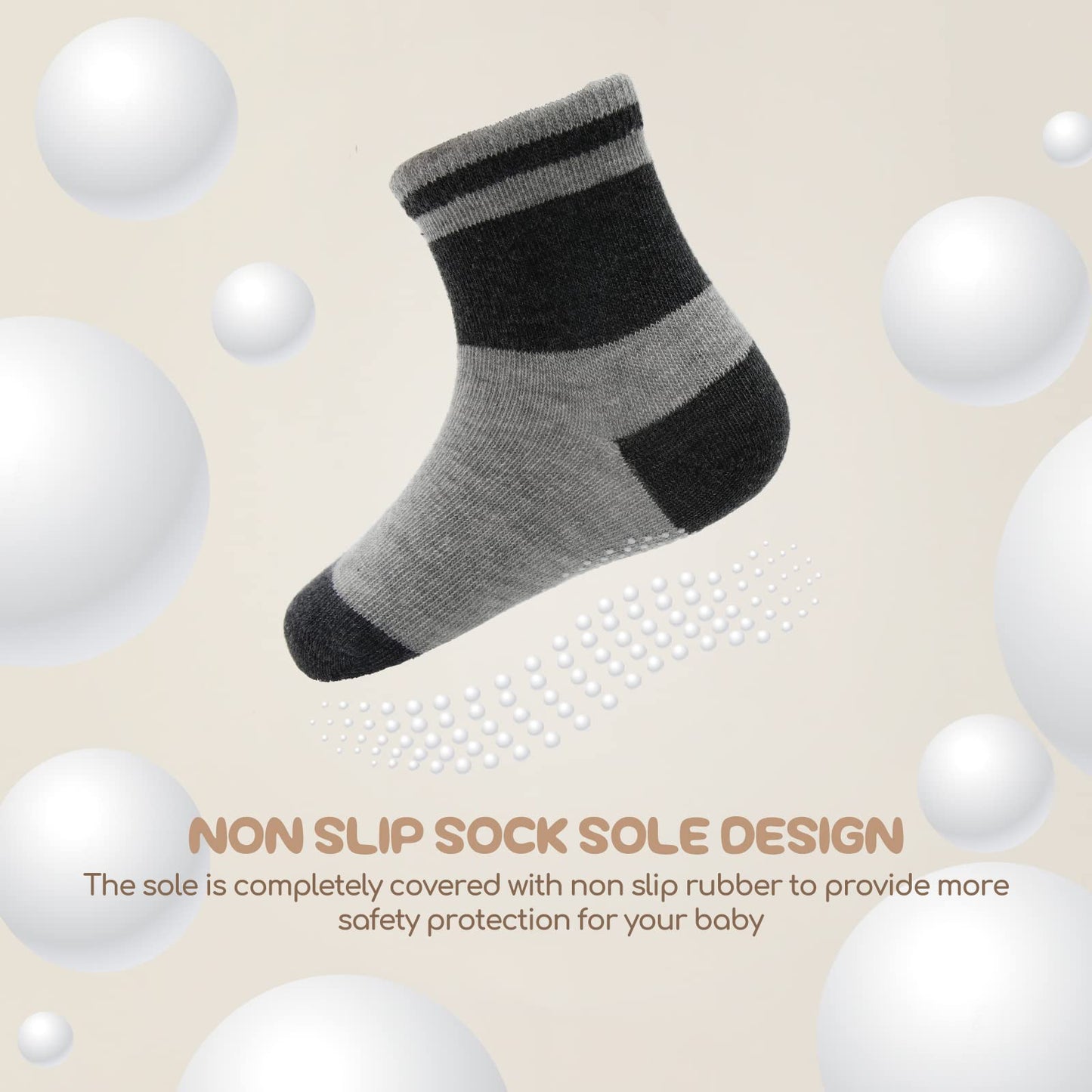 Aroveea Non Slip Grip Ankle Baby Socks 1-3 Years Old For Toddler Boys And Girls Kids Socks 12 Pack,Infant Cute Cotton Baby Socks