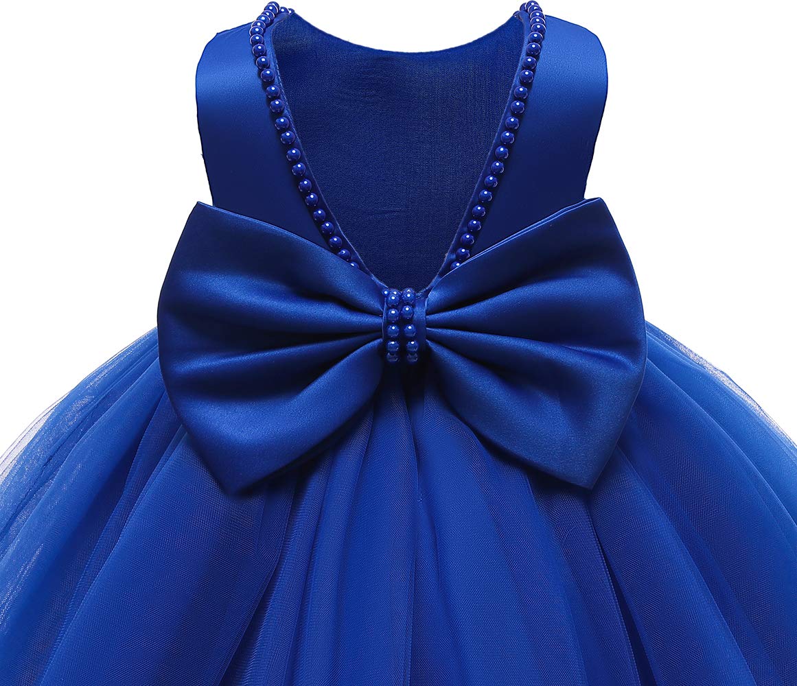 Baby Girl Party Wedding Easter Dress Blue, Sleeveless Floor Length Tutu Tulle Dance Gown 1St Birthday 12-18Months