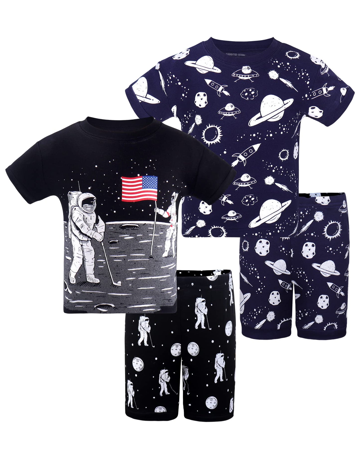 Daughter Queen Boys Pajamas 18-24 Months Summer Pjs Space Pj Sets Baby Toddler Cotton Short Sleeve Sleepwear Astronaut Jammies S