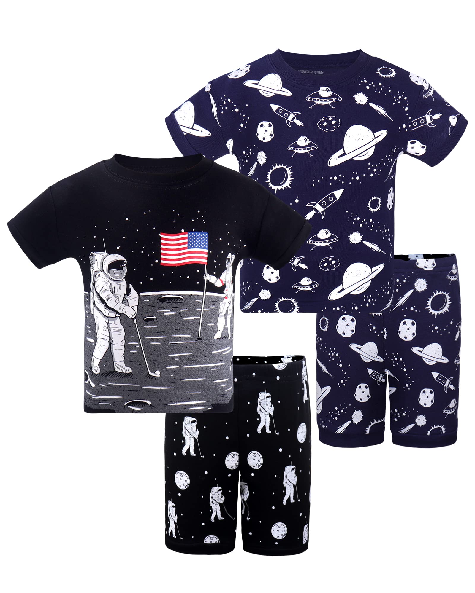 Daughter Queen Boys Pajamas 18-24 Months Summer Pjs Space Pj Sets Baby Toddler Cotton Short Sleeve Sleepwear Astronaut Jammies S